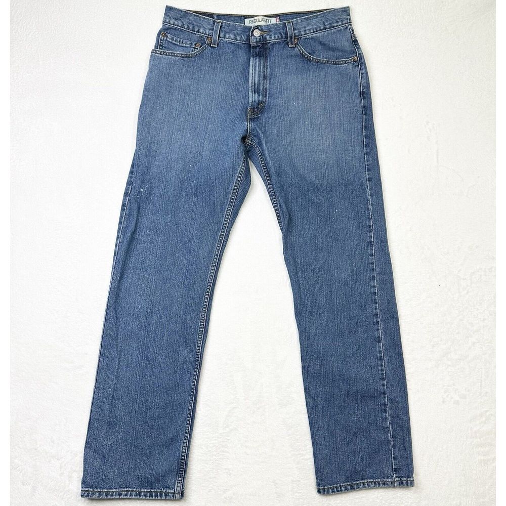 Levis 505 Jeans Mens 36x34 Blue 2008 Measures 34x31‎ Y2K Light Stain Wear